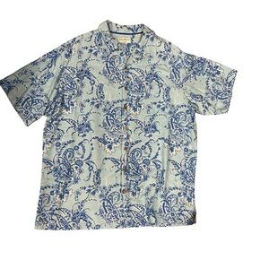 Caribbean Pure Silk Men's 2XT Button up Shirt‎ Paisley Tropical EUC